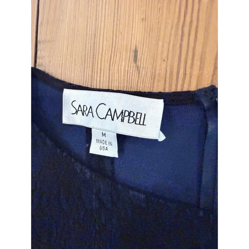 Sara Campbell Navy Blue Lace 2 Piece Peplum Top and Pants Set Womens Size M